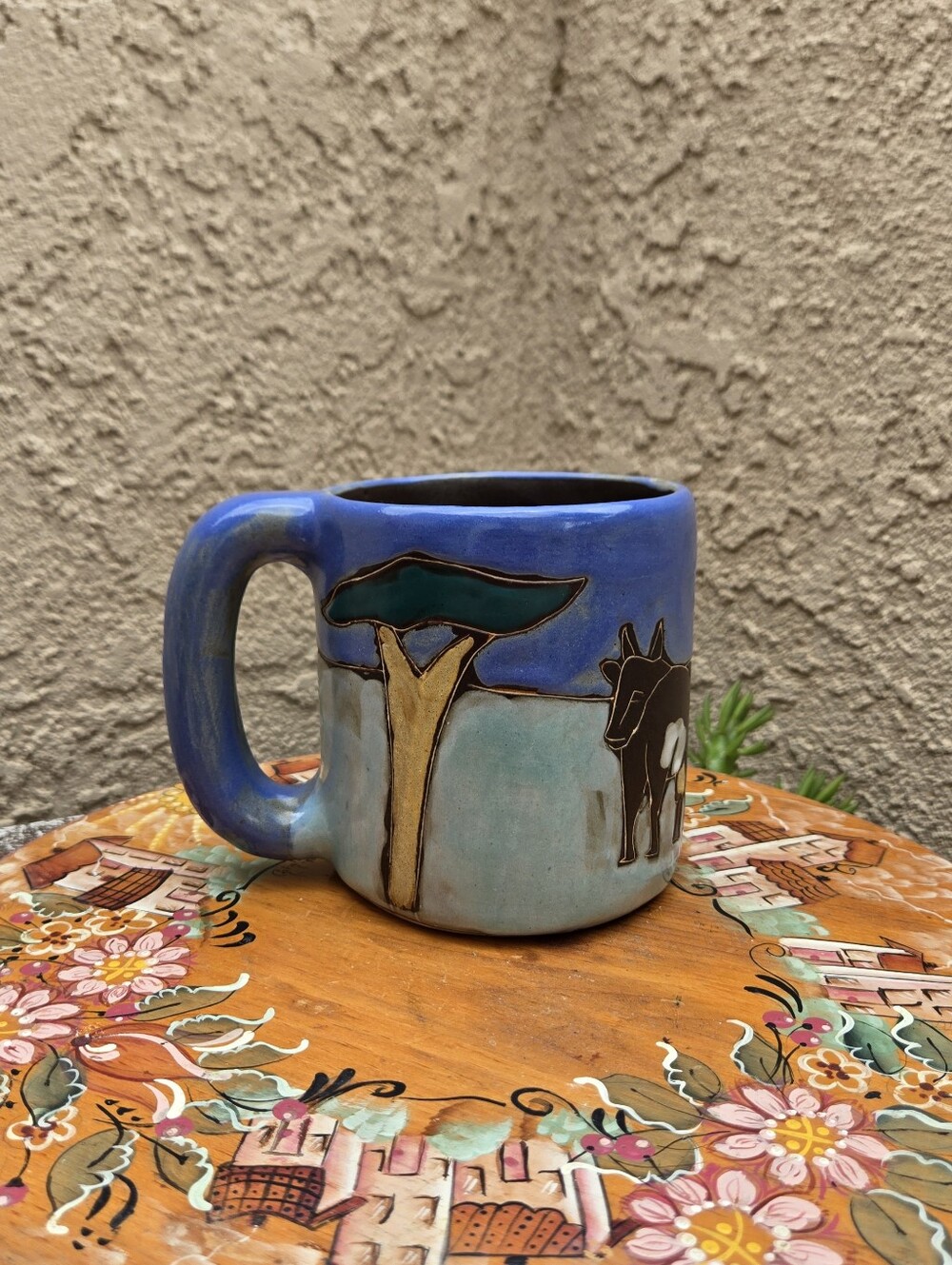 Mara‎ Mexico Stoneware Coffee Mug Cows 16oz Signed Studio Art Pottery Folk Art